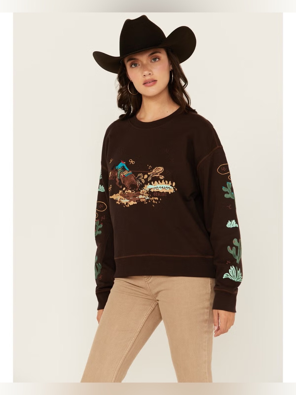 ARIAT WOMEN'S RODEO SWEATSHIRT Size Small Brown